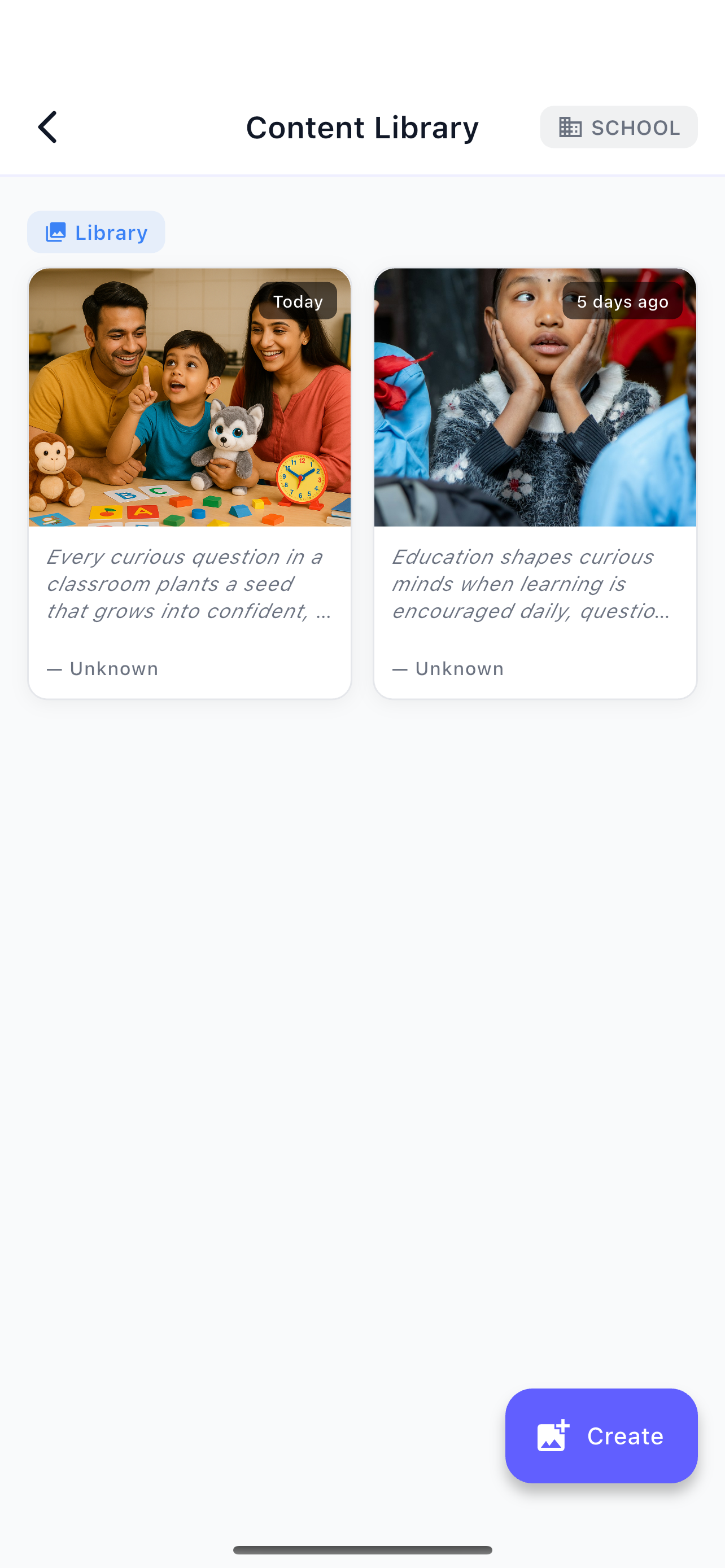 Content library screen
