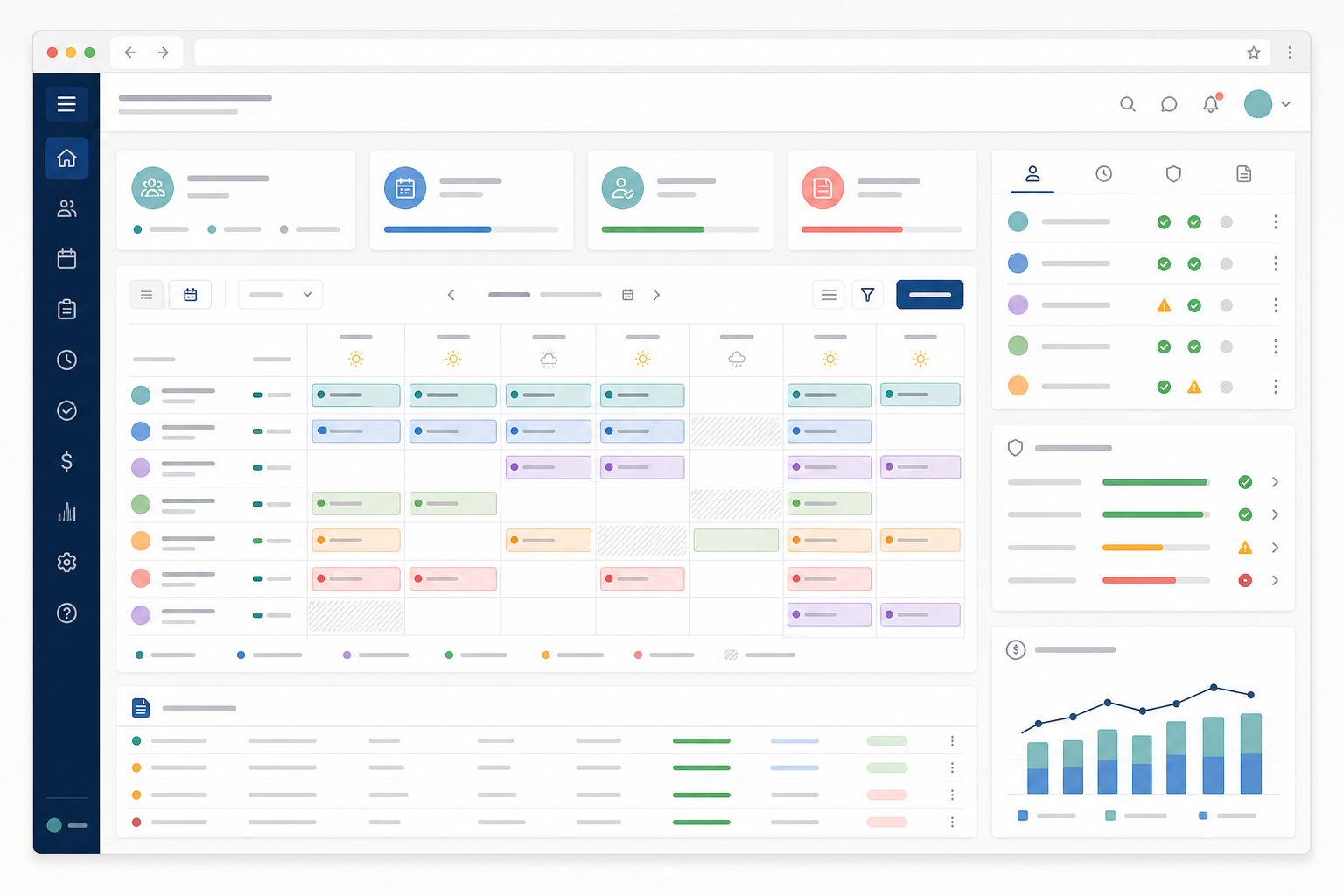 Operations dashboard screen