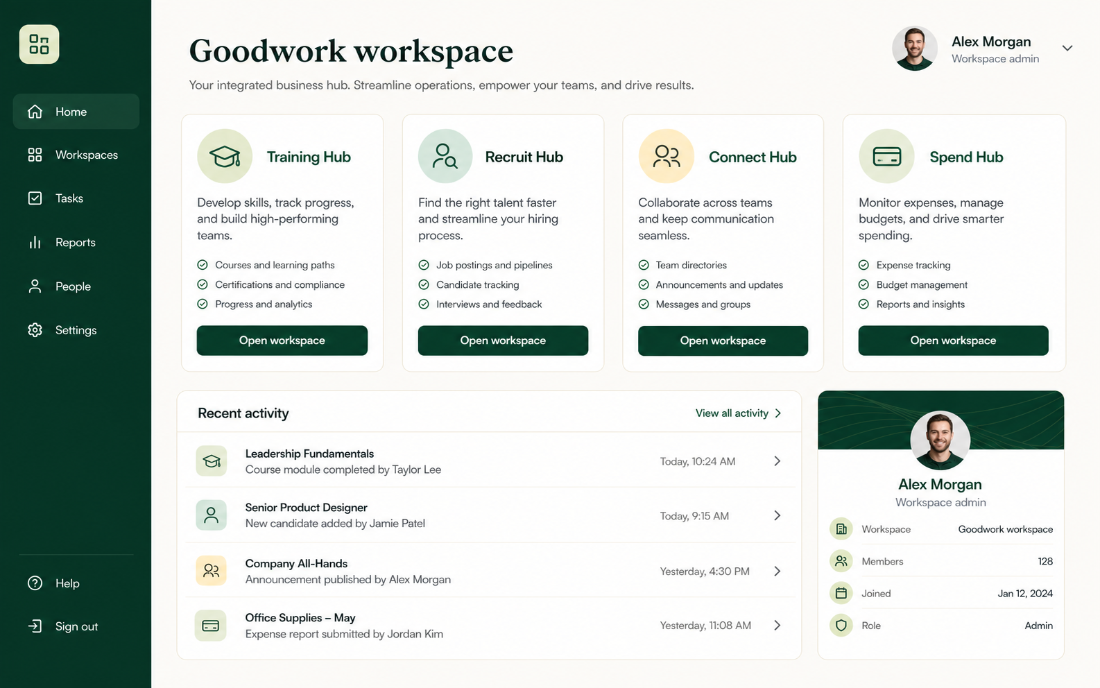 Suite workspace sign-in and hub selector screen